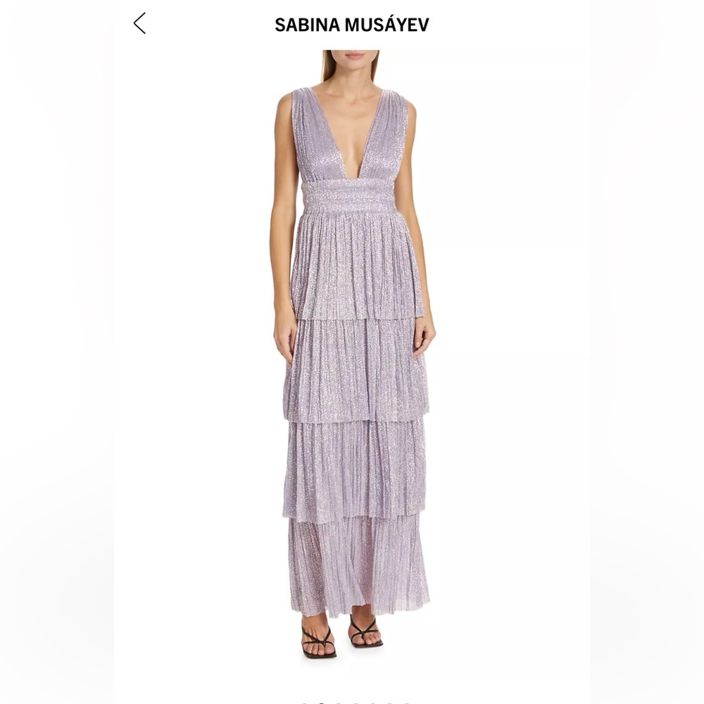 Sabina Musayev Alpha Tiered Metallic Maxi Dress